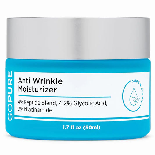goPure Glyco-Peptide Anti Wrinkle Face Cream - Hyaluronic Acid Moisturizer for Face with Glycolic Acid Peptides and Vitamin E - Hydrating Facial Moisturizer with Anti-Aging Formula - 1.7 fl oz
