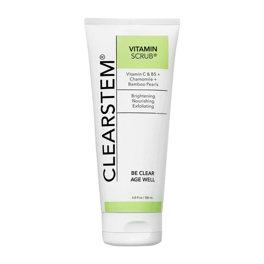 CLEARSTEM - VITAMINSCRUB - Antioxidant-Infused Scrub Cleanser - Exfoliating Face Wash + Body Scrub - Vitamin C Hemp Bamboo - Skin Care Products - Vegan Gluten Free Cruelty Free - 6 fl oz / 177ml